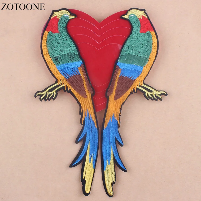 

Prajna Big Embroidered Bird Patches Sewing Iron On Patches Flower Logo Stripes for Clothes Applique Patch Phermocollants Rose D1