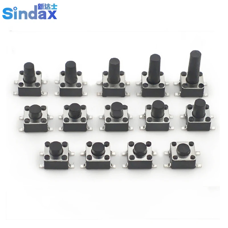 

4.5x4.5 Tact Switch Tactile Push Button Switch Kit Height: 3.8/4.3/5/6/7/8/9/10mm Patch Key Switch 10PCS