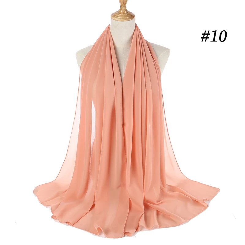 47 цветов мусульманские шали шарф для женщин пузырь шифон хиджаб длинный сплошной шаль кашемир вискоза хиджабы платок Femme - Цвет: MSL006 10