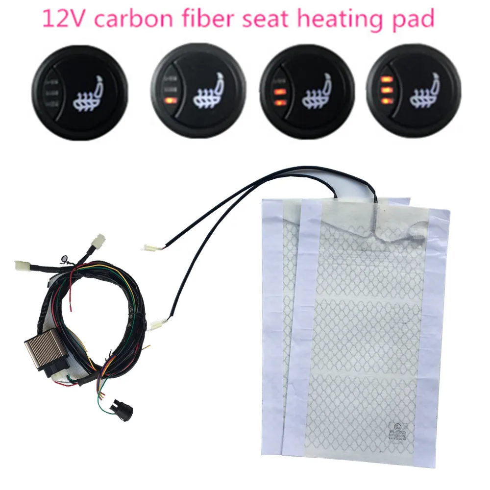 upgrade premium Round button 3 level switch carbon fibre seat heater