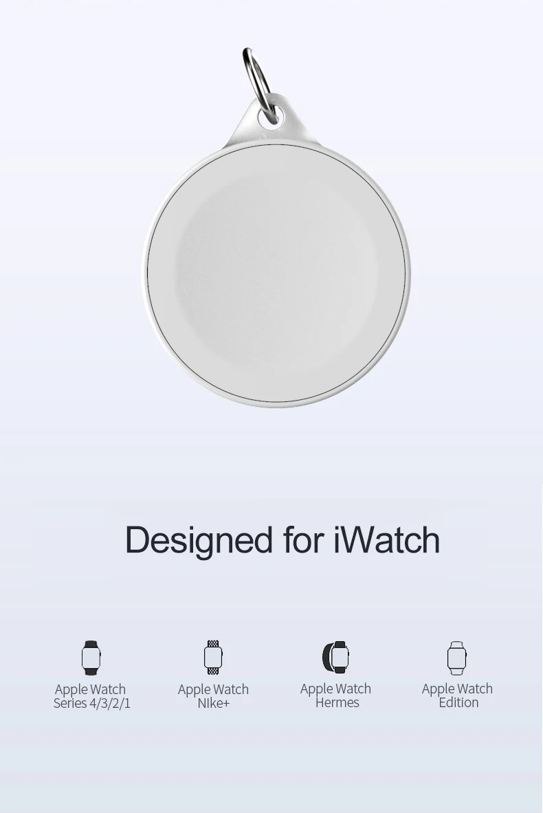 1 шт. белое портативное магнитное Беспроводное зарядное устройство для Apple Watch 1 2 3 4 серия Usb зарядка для IWatch с брелком