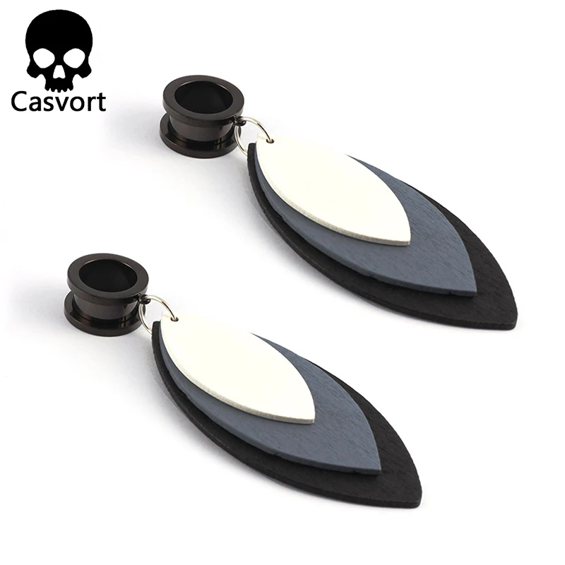 Модные серьги Casvort 2 шт. деревянные висячие ушные туннель для пирсинга Вилки