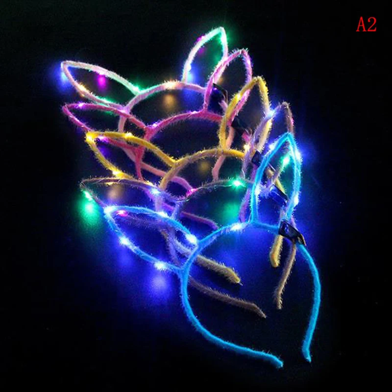 1Pcs Led Luminous Cat Ears Hair Band Headband For Women Girl Party Headwear Hair Hoops Dance Decoration Gift For Kids