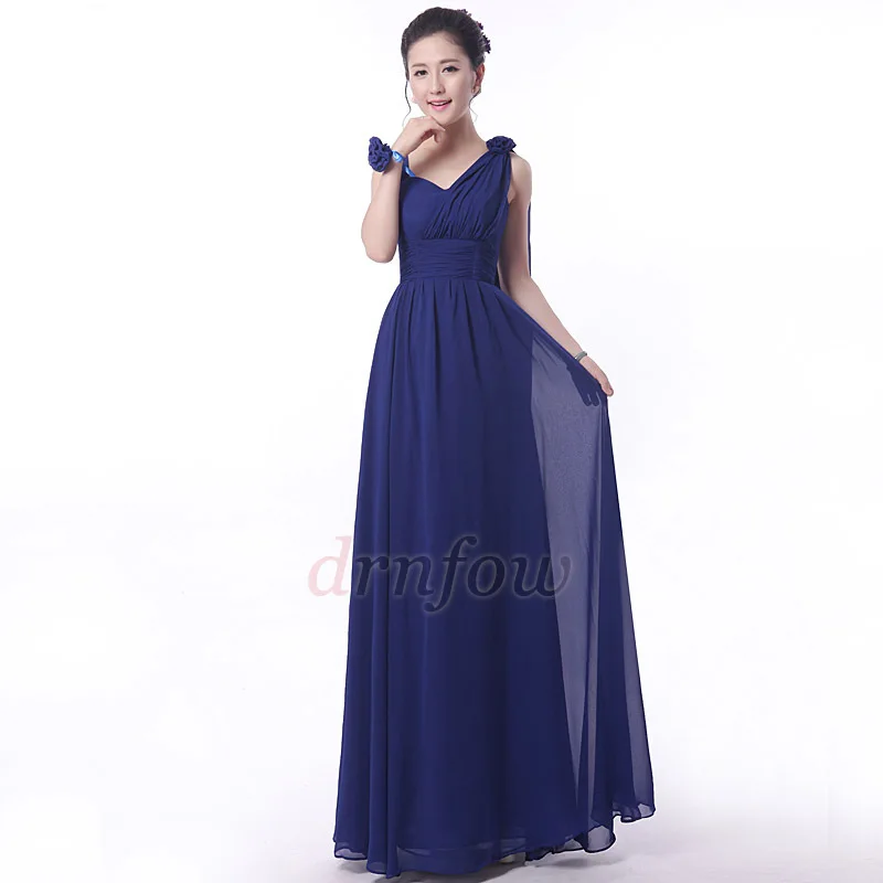 Drnwof New Chiffon Long Royal Blue Bridesmaid Dresses 2017 Drnwof New Chiffon Long Royal Blue Bridesmaid Dresses 2017 Plus Size Fashion Summer Style One Shoulder Elegant Women Dress In From