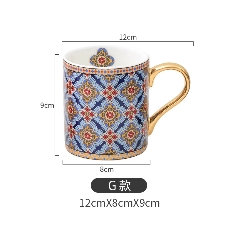 Винтажная кофейная кружка с золотой ручкой в марокканском стиле, керамическая чашка для чая и воды для мам, женщин, мам, девочек, свадебный подарок, 300 мл - Цвет: G