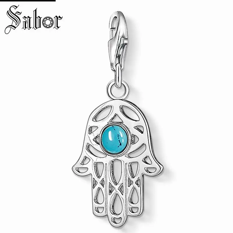 

thomas Hand of Fatima Charm Pendant,2019 Jewelry For Women Men,Religious Gift 925 Sterling Silver Fit Bracelet charms