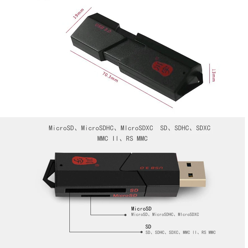 Kawau C307 2 en 1 Tarjeta Microsd//tf//SDXC USB3.0 Ranura del lector Duo