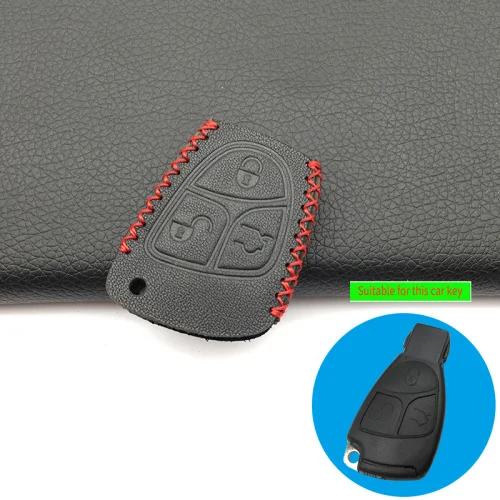 Изысканный кожаный чехол для ключей fbo пульт дистанционного управления для Mercedes Benz C и S ML CLK SLK CLS класс защитный брелок для ключей - Название цвета: A Style black