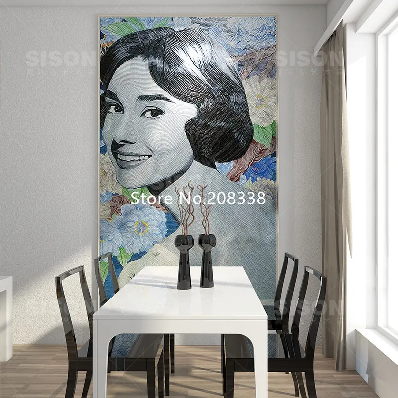 Стеклянная мозаичная плитка Одри Хепберн