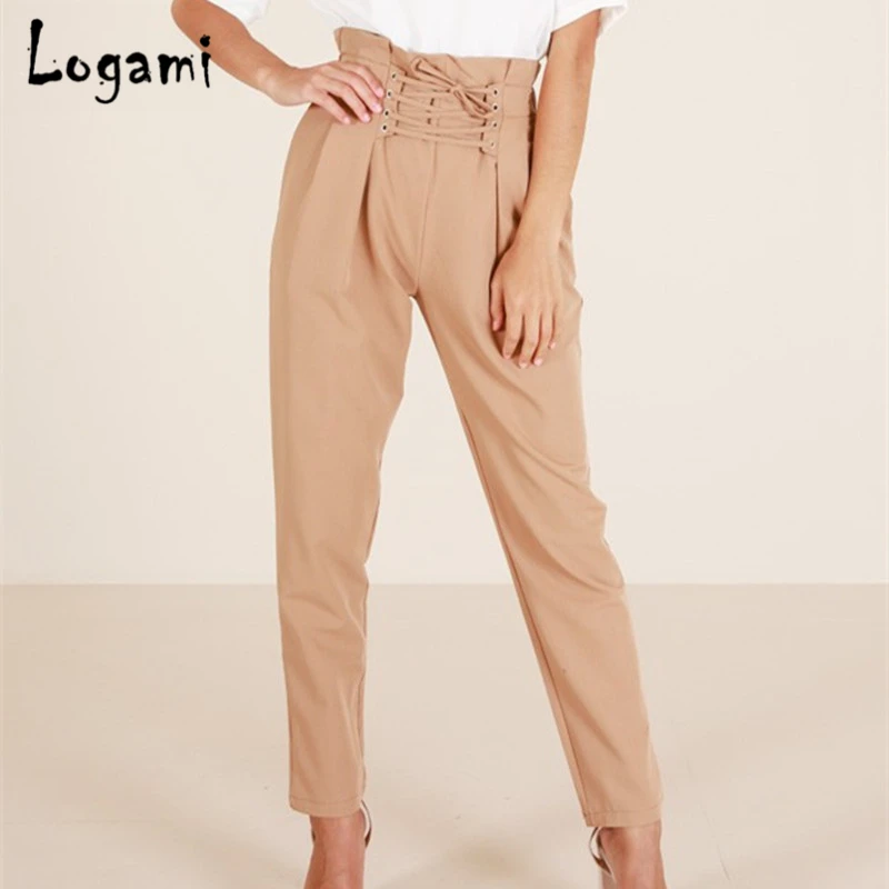 Chiffon high waist harem pants Women stringy selvedge