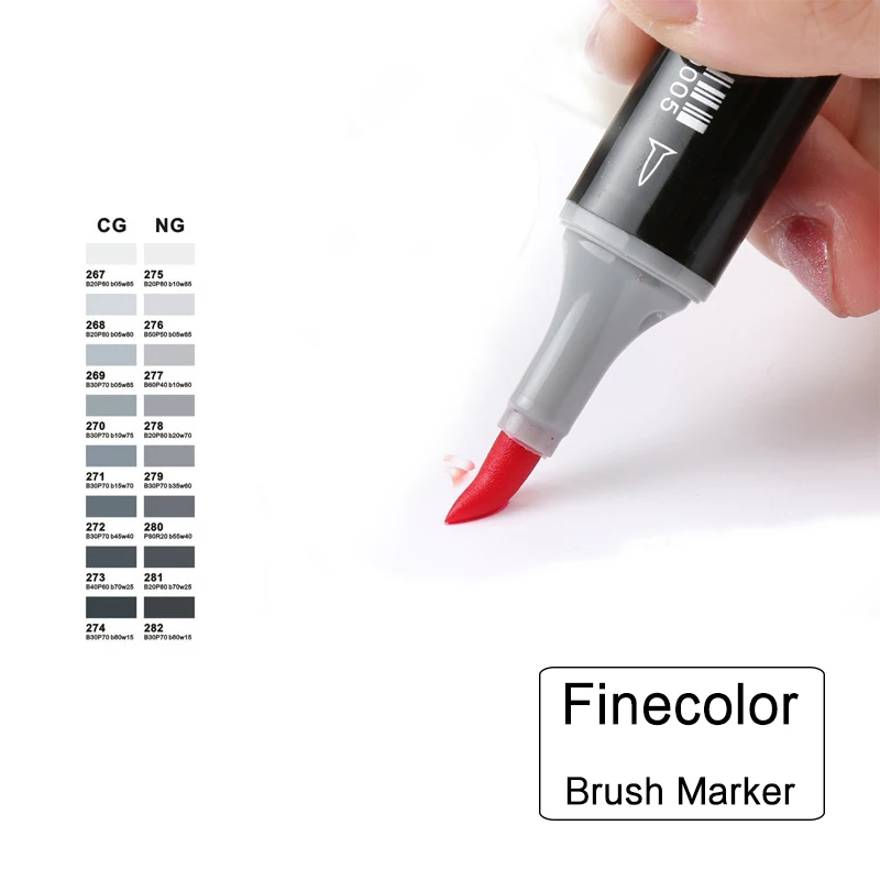 

Professional Brush FINECOLOUR Art Marker Twin Tip (Color Set) Soft Brush Oblique Alcohol Ink Comic Design Art Supplies EF102