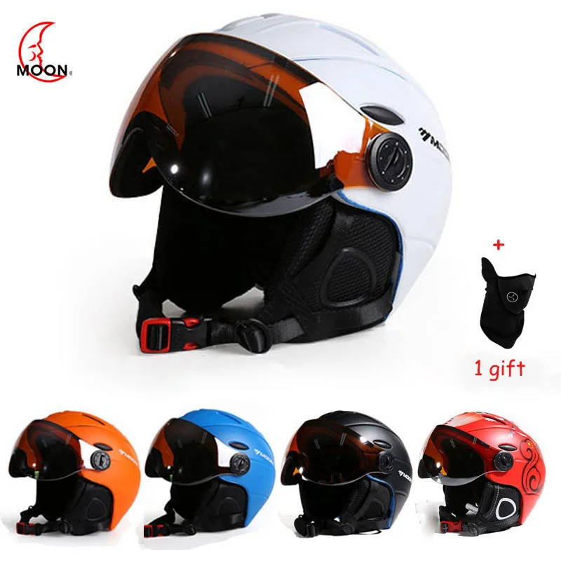 

MOON Professional Half-covered Ski Helmet Integrally-molded Sports man women snow Skiing Snowboard Helmets with Goggles cover