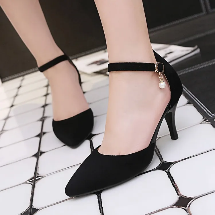 

Big Size 11 12 13 14 15 16 17 high heels sandals women shoes woman summer ladies Tip-tipped buckle with shallow slim heel
