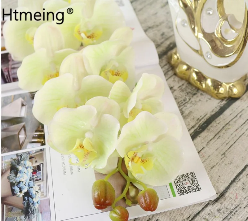 Высокое качество, искусственные стебли орхидеи, латекс, силикон, настоящее прикосновение, Большие растения орхидеи, свадебная композиция, аксессуары для дома и кухни