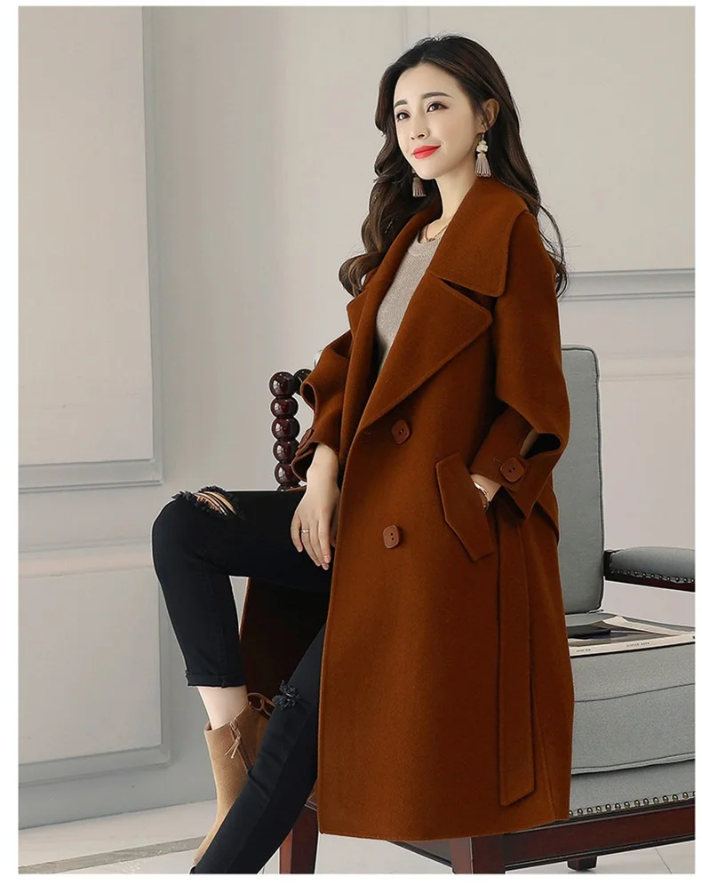 Fit Red Longue beige Rouge Épaissir De green Big caramel Automne Manteau Slim Colour Mode Veste Au Chaud Hiver Élégant Garder Manteaux Grand Femelle 2018 Tempérament Laine nz1wgxF