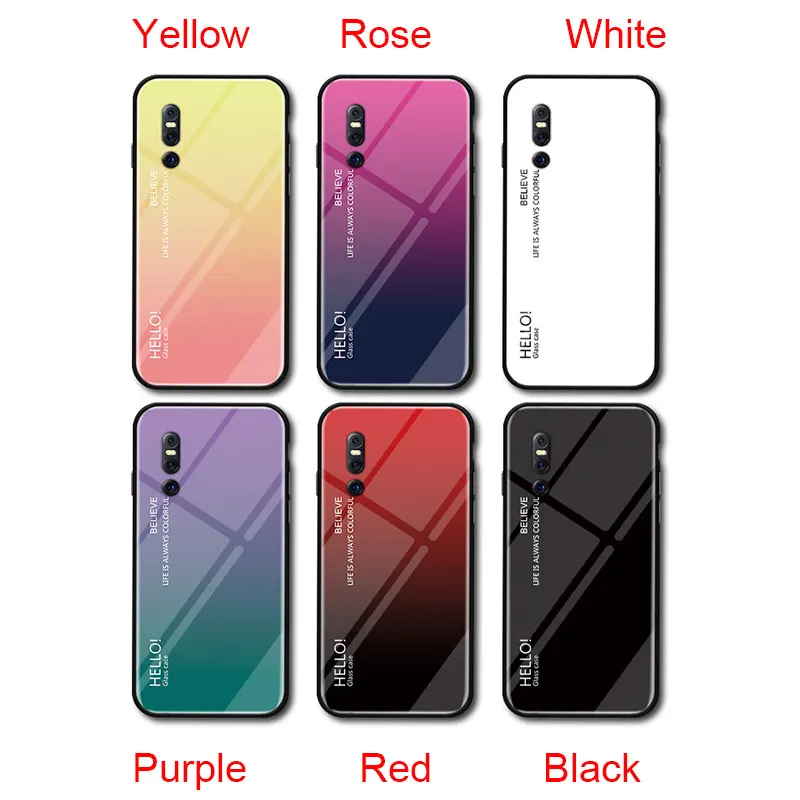 Luxury Colorful Gradient Glass Case For Vivo V15 V15 Pro Tempered Glass Cover Fundas For Vivo V15 Pro S1 Shockproof Cover Case