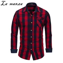 Новое поступление Лидер продаж 3xl Клетчатая Мужская хлопковая рубашка с длинными рукавами мужской в европейском стиле стандартные для рубашек