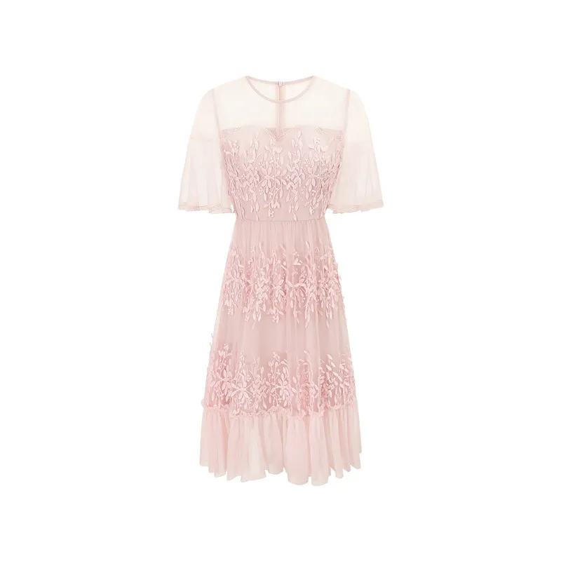 Women Two layers chiffon pleated dress 2019 Round neck flare sleeve spring autumn female vintage Short sleeve Women Two layers chiffon pleated dress 2019 Round neck flare sleeve spring autumn female vintage Short sleeve