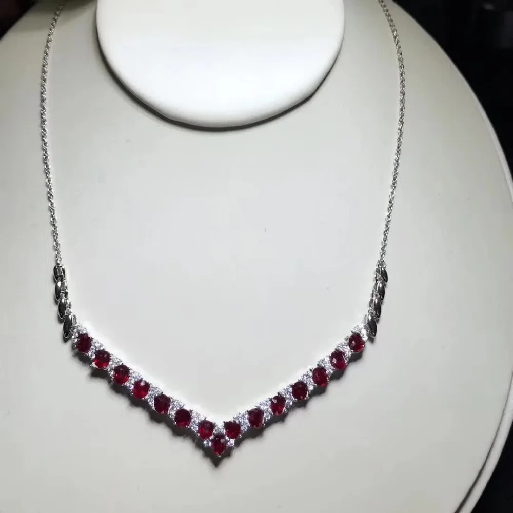 Fidelity natural 3*4mm ruby pendant Necklaces s925 sterling silver