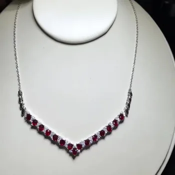 

Fidelity natural 3*4mm ruby pendant Necklaces s925 sterling silver luxury fine jewelry for women wedding natural red gemstone
