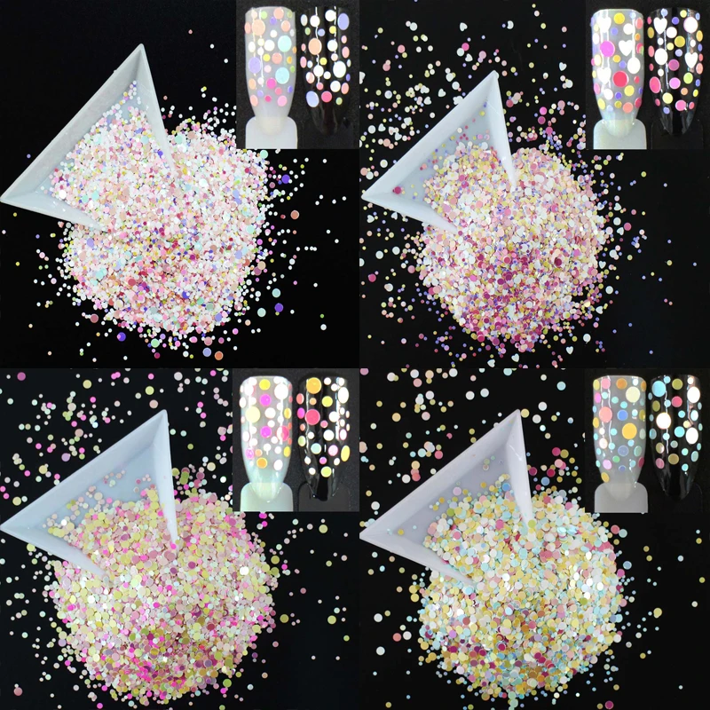 

500g/pack, 12 Choices! Mix Sizes Rounds Shapes Iridescent Sequins, Candy Colors Shining Slices 3D Nail Art Glitters Paillettes