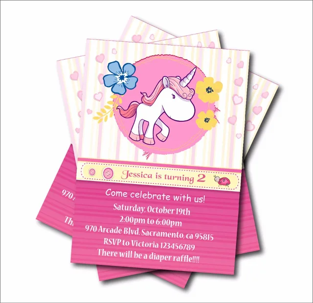 20 pcs lot pribadi unicorn unicorn mengundang undangan ulang tahun undangan ulang tahun