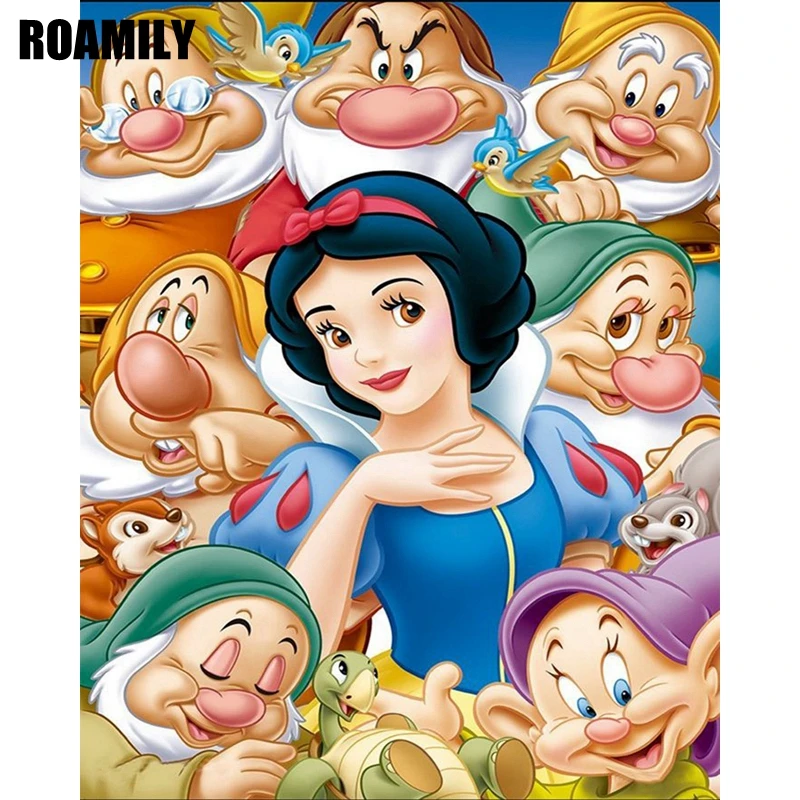 

ROAMILY,Embroidery Diamond,Cartoon Princess,Fairy Tale,5D Diy Diamond Painting,Diamond Mosaic,Embroidered With Rhinestones