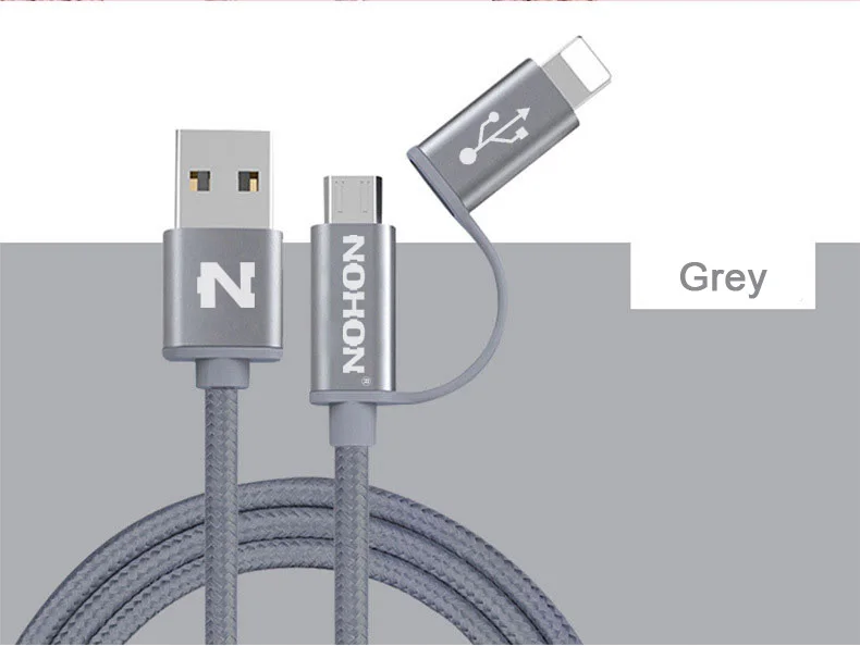 NOHON 2 в 1 Micro USB кабель 8pin USB кабель для зарядного устройства для iPhone 8 7 6 6S Plus 5S iOS 10 9 samsung LG htc Кабели USB для мобильных телефонов