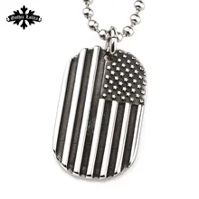 The Flag of the United States Stars and Stripes America military Dog tag for men stainless Steel Pendant beads Necklace
