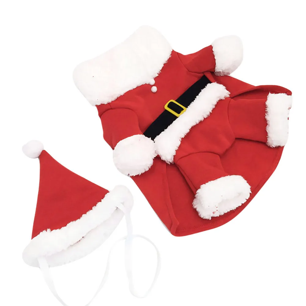 1 компл. рождественские собака одежда шляпу Санта костюмы для собак Pet Одежда Рождественские украшения для нового года Pet Костюм с ворсом# T