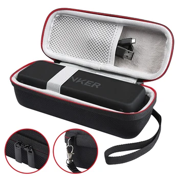 

Travel Hard EVA Cases For Anker SoundCore 2 Wireless Bluetooth Speaker With Mesh Dual Pocket Audio Cables With Strap Zipper Bag