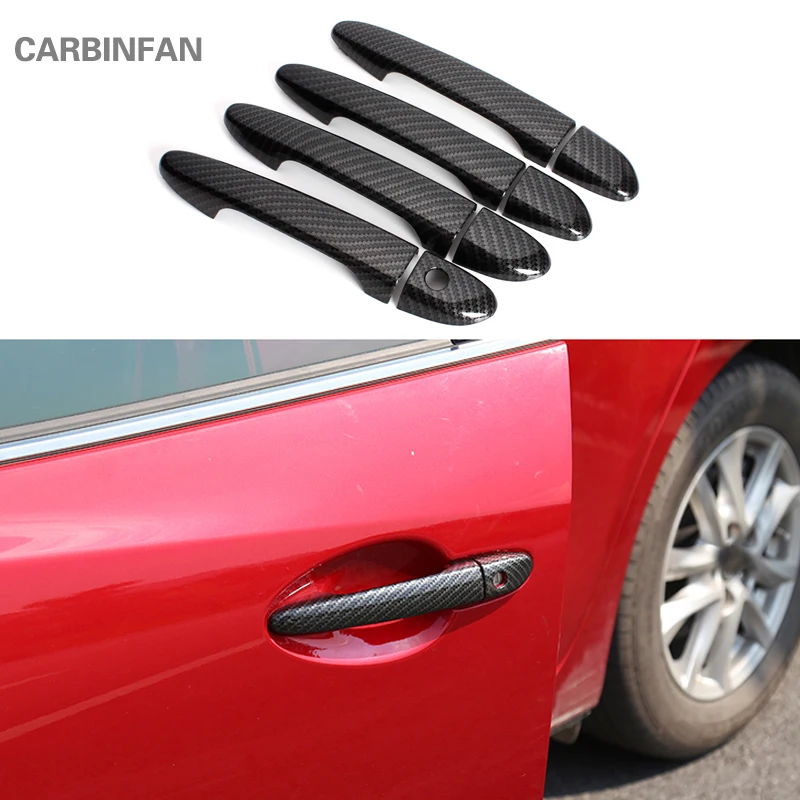 

8Pcs/Set Carbon Fiber Door handle Cover trim Sticker exterior Stickers For Mazda Axela 2017 2018 Car styling Accessories C442