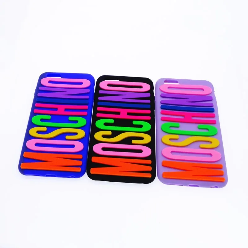 

Colorful Fashion Brand 3D MOSCHINOO Letters Soft Rubber Silicone Case for iphone 6plus 6s plus 5.5 Inch Phone Protective Cover