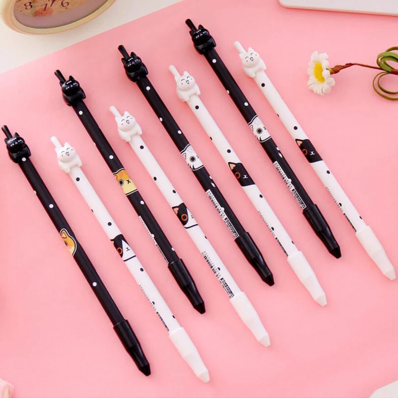 

20 Pieces Cat Shape Gel Pen Creative Cartoon Signing Pen Student Office School Gift Children Prize Pen 0.38mm Writing Pen