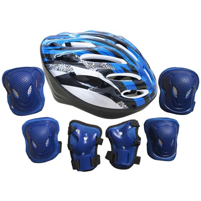 7 шт., унисекс, самобалансирующийся велосипедный роликовый наколенник, Напульсник для шлема, велосипедное снаряжение, Новое поступление, M23 - Цвет: Синий