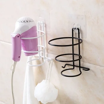 

1 Pcs Multi-function Bathroom Hair Dryer Rack Organizer Iron Home Self-adhesive Wall Mounted Holder Shelf Storage Stand Hooks