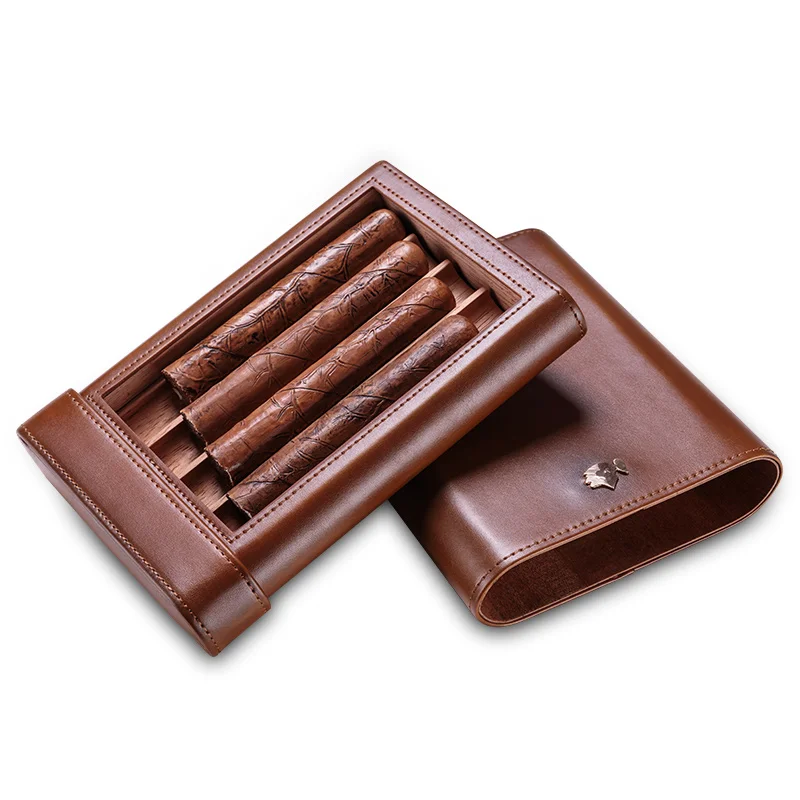 

Cigar case portable cow leather cedar wood cigar moisturizing case cigar holster CF-0413-0416