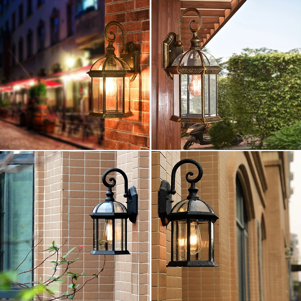  Vintage Wall Lamp E27 Bulb Sconce Light Fixtures Black Bronze LED Wall Lights Outdoor Porch House H - 32973539389
