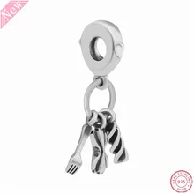 Любовь паста кулон бусины для женщин ювелирных изделий особенности дарфалле Fusilli вилка DIY Fit PANDORA Подвески Серебро 925 FL803