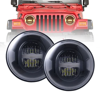 

Yait 1Pair 7Inch Round LED Headlights for 07-18 Wrangler JK TJ LJ Replace Projector Auxiliary Motorcycle Headlamp