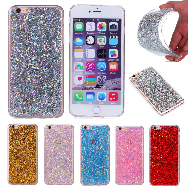 

For iPhone6 iPhone 5 5S 6S Shining Case Colored Shiny Glitter Silicon TPU Soft Back Cover Case for Apple iPhone 5 5S 6 6S 6Plus