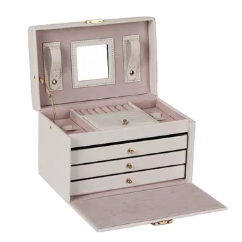 White PU Leather Jewelry Box Packaging Display Organizer Girls 3 Drawers Black Ring Earring Jewellery Storage Croc Carrying Case White PU Leather Jewelry Box Packaging Display Organizer Girls 3 Drawers Black Ring Earring Jewellery Storage Croc Carrying Case