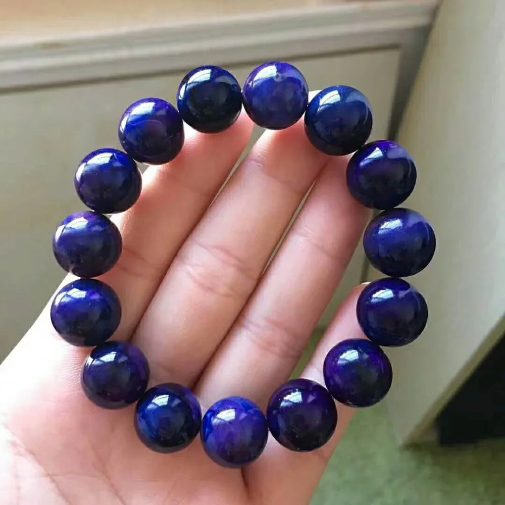 Высокое качество настоящий натуральный Межзвездный синий сугилит Южная Африка драгоценные камни Королевский браслет 14,5 мм AAAAA