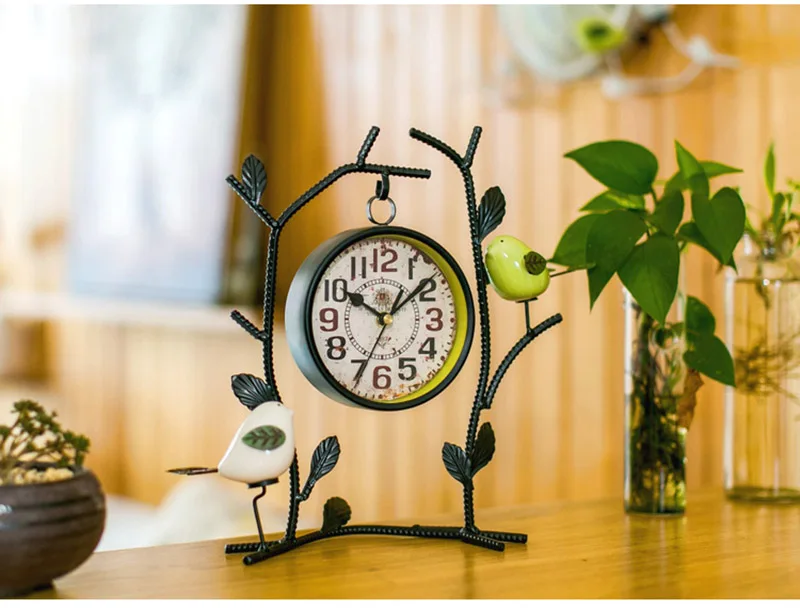 Meijswxj Solid Wood Table Clock Retro Wooden Clock Saat Reloj Masa saati Relogio de mesa Bedroom Digital Desktop Clocks 24*25cm