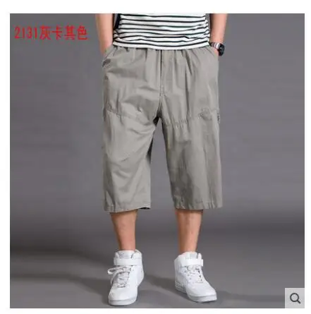 2131 grey khaki Новинка, летние мужские повседневные свободные тонкие брюки карго длиной до икры, повседневные брюки «бермуды» цвета хаки L-4XL 5XL 6XL - Цвет: 2131 grey khaki