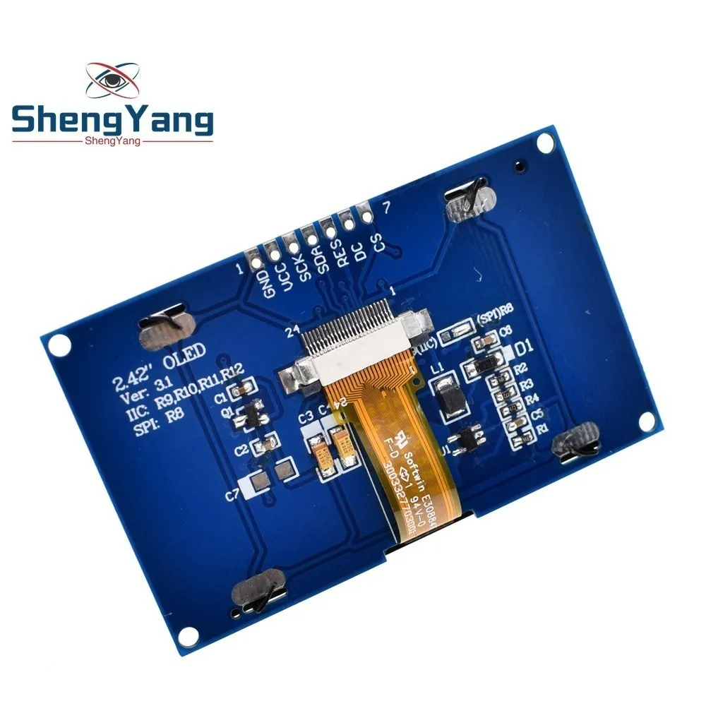 ShengYang белый 2,4" 2,42 дюймов ЖК-экран 128x64 OLED дисплей модуль IIC IEC SPI серийный для C51 STM32 SPD0301