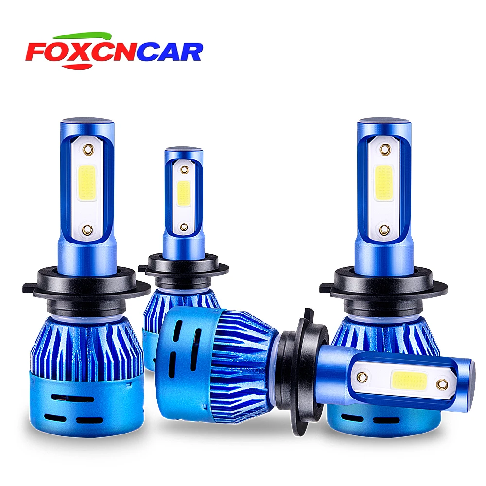 Kopen Foxcncar H4 LED Motorfiets Koplamp H7 H11 9005 9006 H1 Hi Low Led Lamp 8000LM Fog Driving Lights DRL scooter Voorlamp Wit