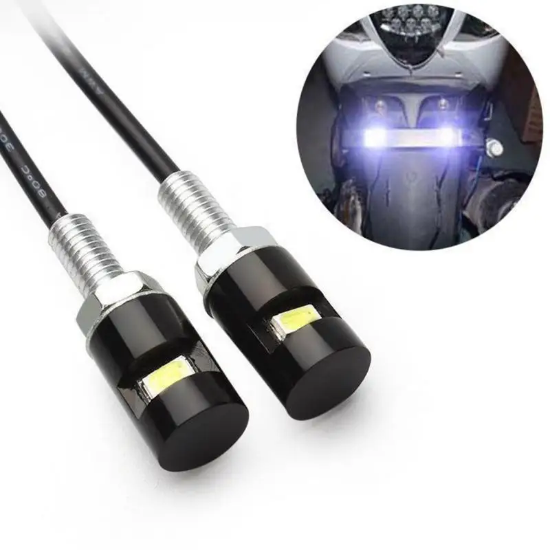 

2018 New 2PCS LED Car Motorcycle Parts Number Plate Decoration Light Aluminum Bolt Lamp