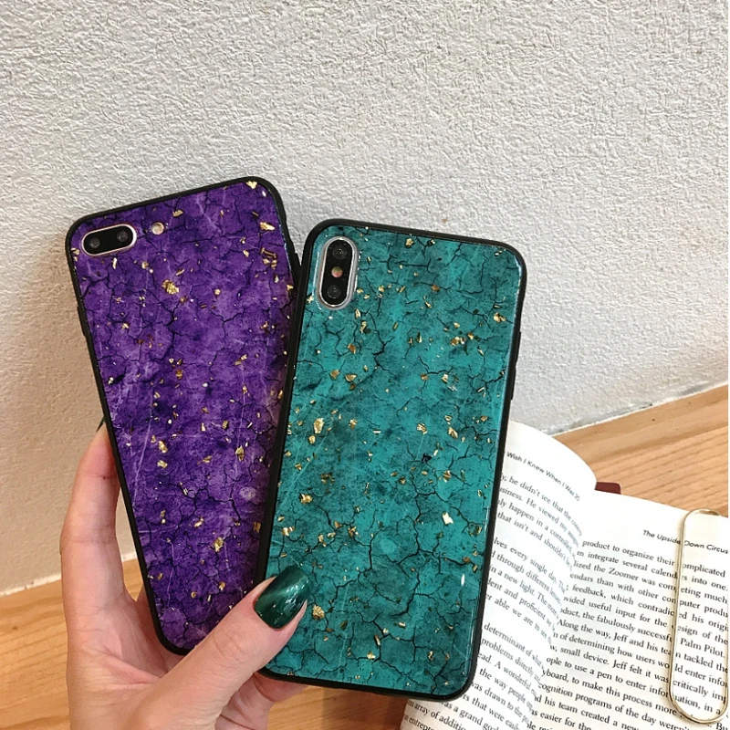

Artistic Marble Phone Case For iPhone X XS XR XS Max 6 6S 7 8 Plus Glitter Shining Soft Cover Cases For capinha para iphone 6s
