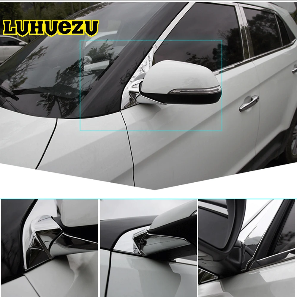 

4PCS Chrome Front Window Triangle Cover Decoration Trim For Hyundai IX25 Creta 2015 2016 2017 2018 Accessories